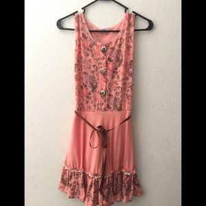 Floral Sleeveless Dress Pink Brown